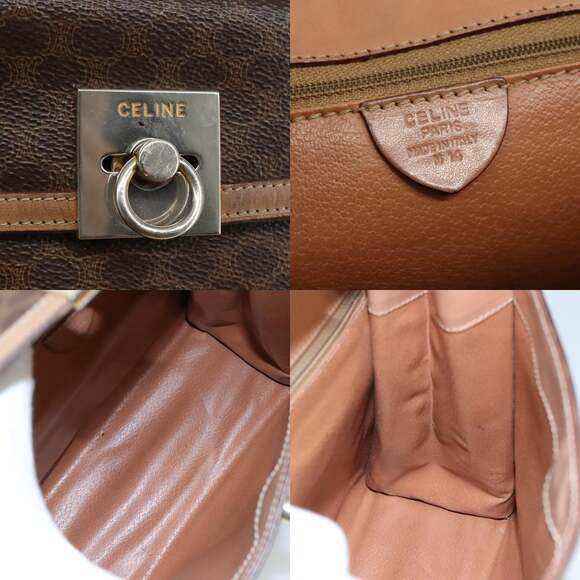 CELINE Macadam Canvas Hand Bag Pvc Leather Brown - Picture 11 of 12